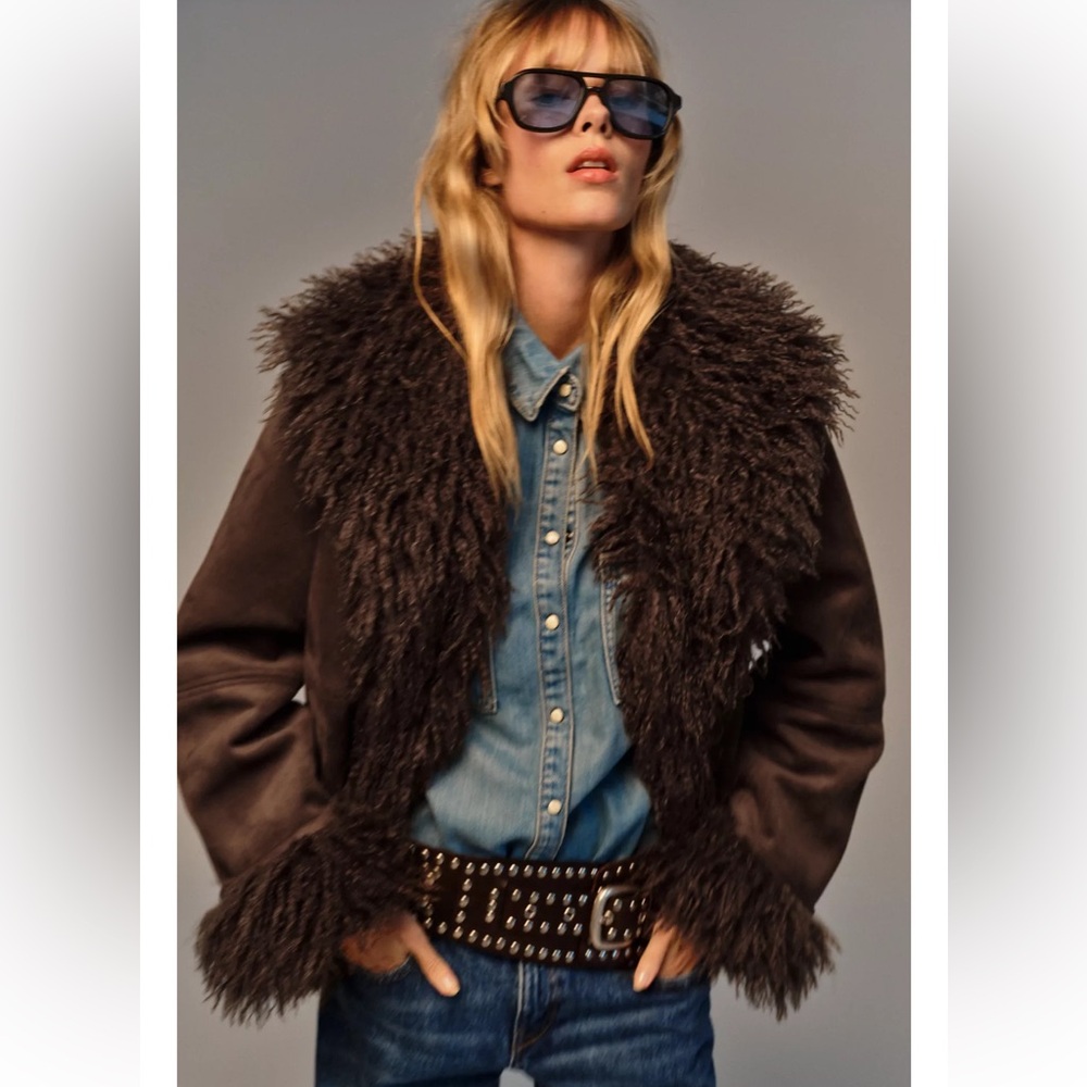 Zara DOUBLE-FACED FAUX FUR JACKET